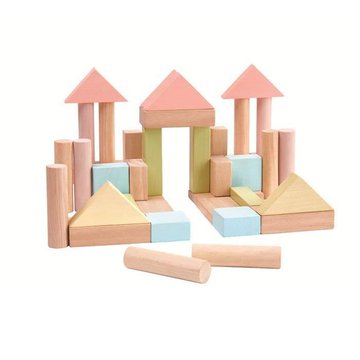 Klocki drewniane 40 szt., seria pastelowa | Plan Toys