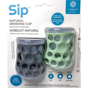 CogniKids Sip® – Natural Drinking Cup 2 sensoryczne kubeczeki do nauki picia dla niemowląt Slate/Sage COGNIKIDS