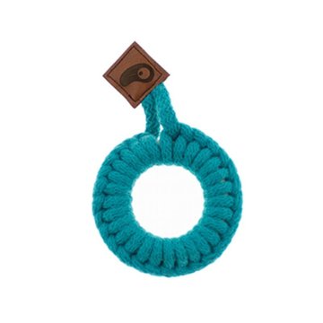 Hi Little One - gryzak sznurkowy Ring Teether wood and cotton Dark Teal