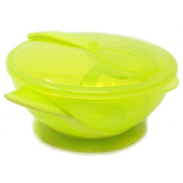 Poupy - Miseczka z Pokrywką i Łyżeczką, Zielona, 4m+