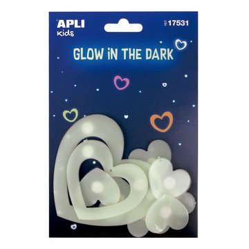 Fluorescencyjne naklejki Apli Kids - Serduszka 9 sztuk
