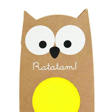 Ratatam - Piłka mini kauczukowa świecąca w ciemnoś ci 6 cm Owl - Yellow