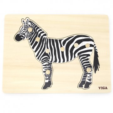 Viga Toys - VIGA Drewniane Puzzle Montessori Zebra z Pinezkami