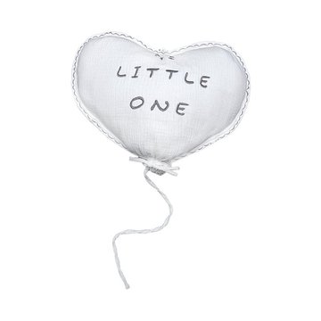 Hi Little One - Poduszka dekoracyjna z organicznego oddychającego BIO  muślinu GOTS HEART WHITE