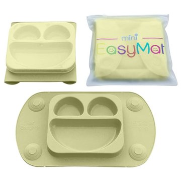 EasyTots - EasyMat Mini 2in1 OLIVE silikonowy talerzyk z podkładką - lunchbox EASYTOTS
