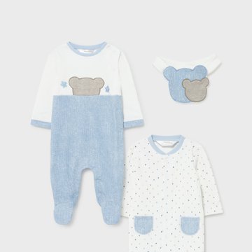 Mayoral - Zestaw 2 piżamek i śliniaczek dla noworodka chłopca
