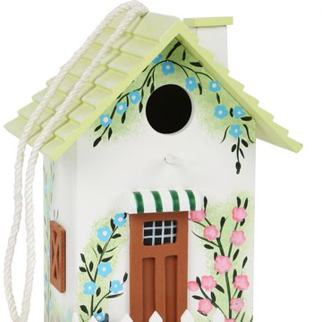 Sfd - Domek dla ptaków - ozdobna budka lęgowa z zielonym dachem