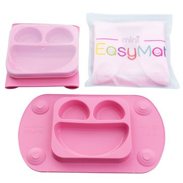 EasyTots - EasyMat Mini 2in1 PINK silikonowy talerzyk z podkładką - lunchbox EASYTOTS