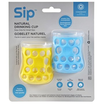 CogniKids Sip® – Natural Drinking Cup 2 sensoryczne kubeczki do nauki picia dla niemowląt SKY BLUE / SUNSHINE COGNIKIDS
