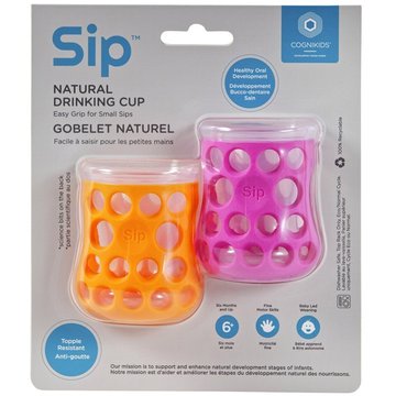 CogniKids Sip® – Natural Drinking Cup 2 sensoryczne kubeczeki do nauki picia dla niemowląt TENGERIN / FLAMINGO COGNIKIDS