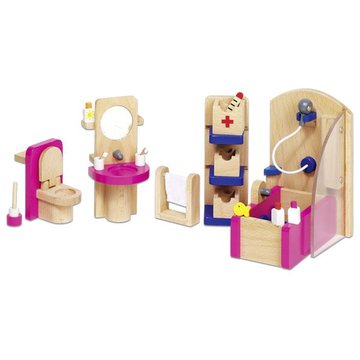 Goki® - Różowa łazienka - mebelki do domku dla lalek, GOKI-51748