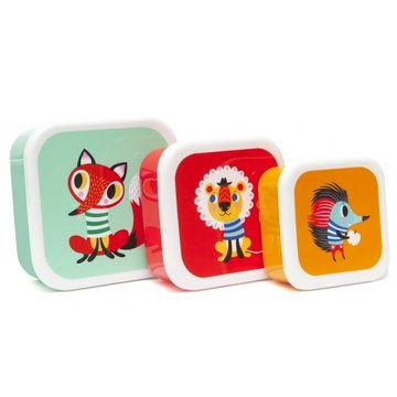 Petit Monkey - Zestaw 3 śniadaniówek lunchbox Lis, Lew, Jeż