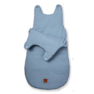 Hi Little One - śpiworek NEWBORN BABY BLUE muslin cotton TOG 3,5 wiek 0 m+