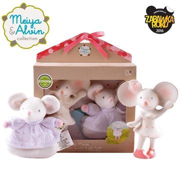 Meiya and Alvin - Meiya & Alvin - Meiya Mouse Organic Babyshower Set z grzechotką