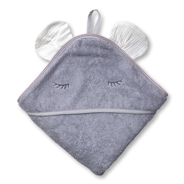 Hi Little One - Ręcznik z kapturem 100 x 100 MOUSE hooded bath towel White